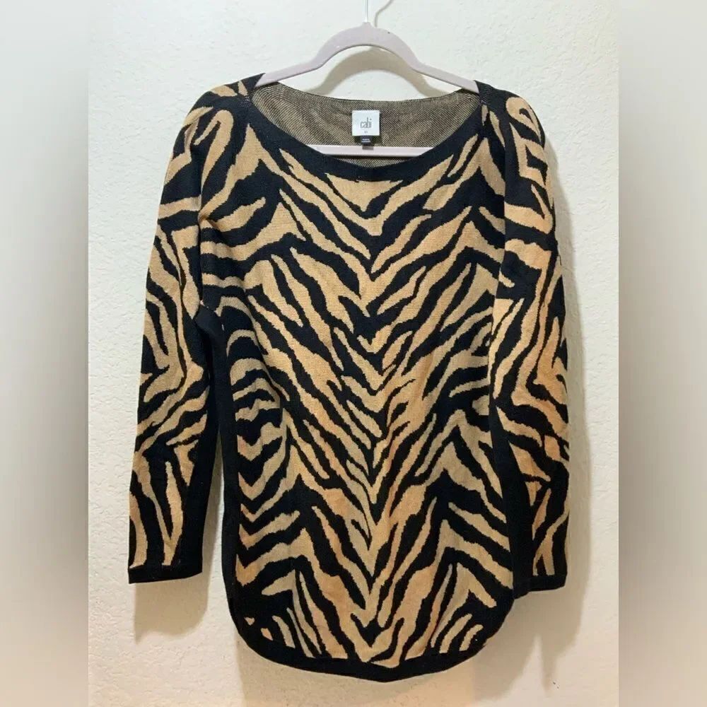 Cabi Sweater Women's XS Dani Pullover Zebra Dazzle Stripe 3884 Oversized